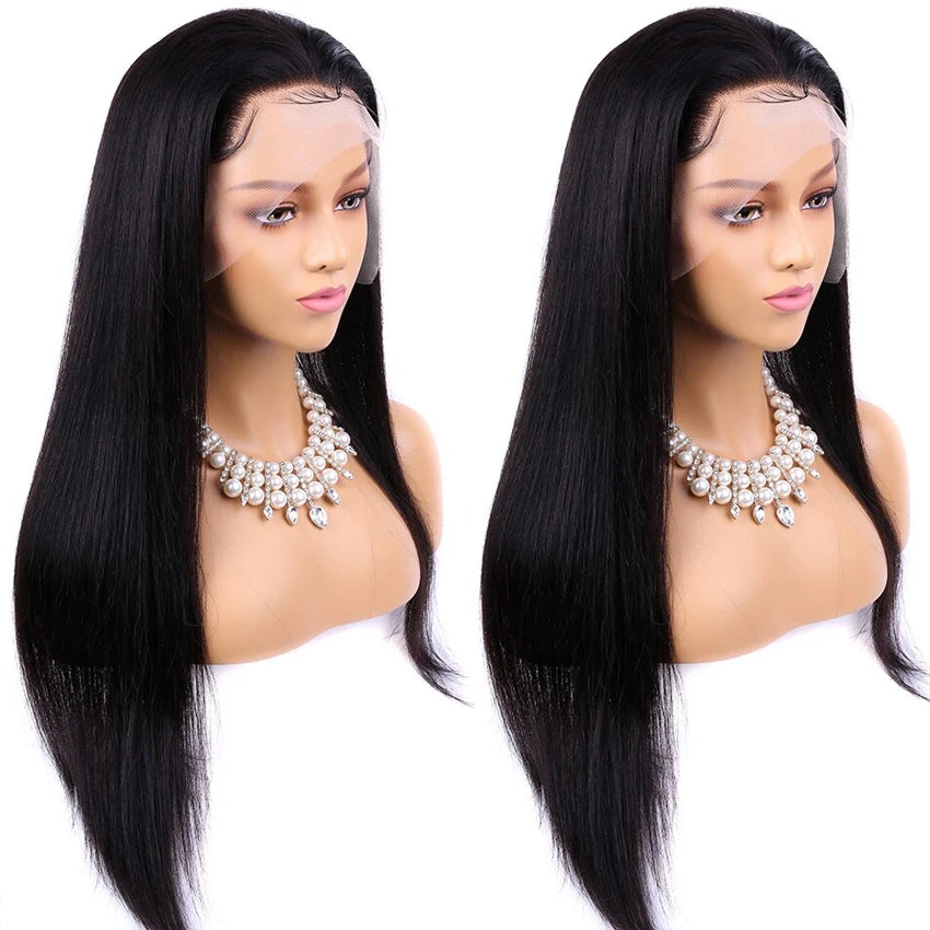 HD Transparent Lace Front Wig – 250% Density, Pre-Plucked 12A Brazilian Straight Human Hair, Full Frontal Virgin Wig