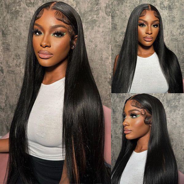 HD Transparent Lace Front Wig – 250% Density, Pre-Plucked 12A Brazilian Straight Human Hair, Full Frontal Virgin Wig