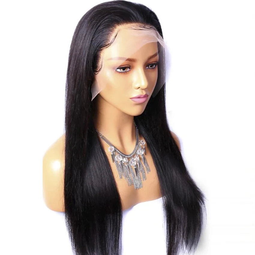 HD Transparent Lace Front Wig – 250% Density, Pre-Plucked 12A Brazilian Straight Human Hair, Full Frontal Virgin Wig