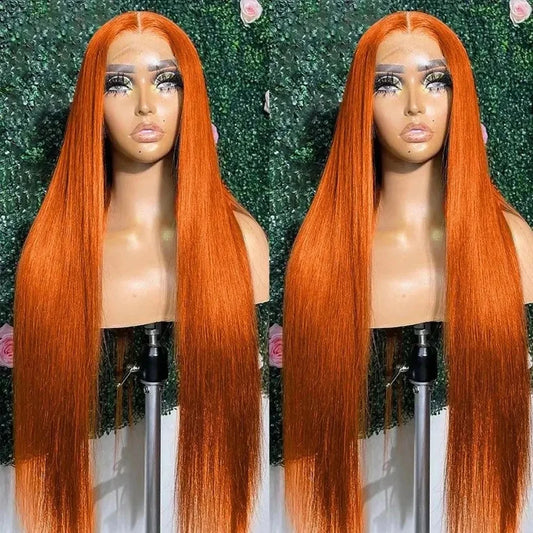Orange Ginger Wig – 13x6 & 13x4 HD Lace Frontal Straight Human Hair Wig, 100% Colored Lace Front Wig - MS ACORA HAIR