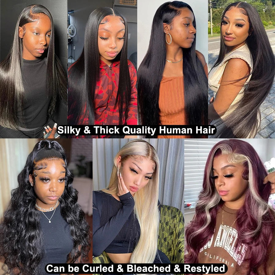 HD Transparent Lace Front Wig – 250% Density, Pre-Plucked 12A Brazilian Straight Human Hair, Full Frontal Virgin Wig