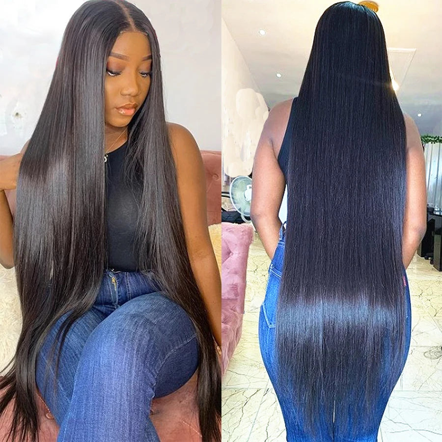 HD Transparent Lace Front Wig – 250% Density, Pre-Plucked 12A Brazilian Straight Human Hair, Full Frontal Virgin Wig