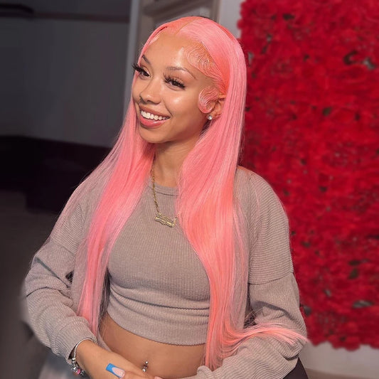 Bone Straight 13x6 HD Light Pink Lace Front Wigs 100% Human Hair For Women Brazilian 613 Color 13x4 Lace Frontal Wig Pre Plucked - MS ACORA HAIR