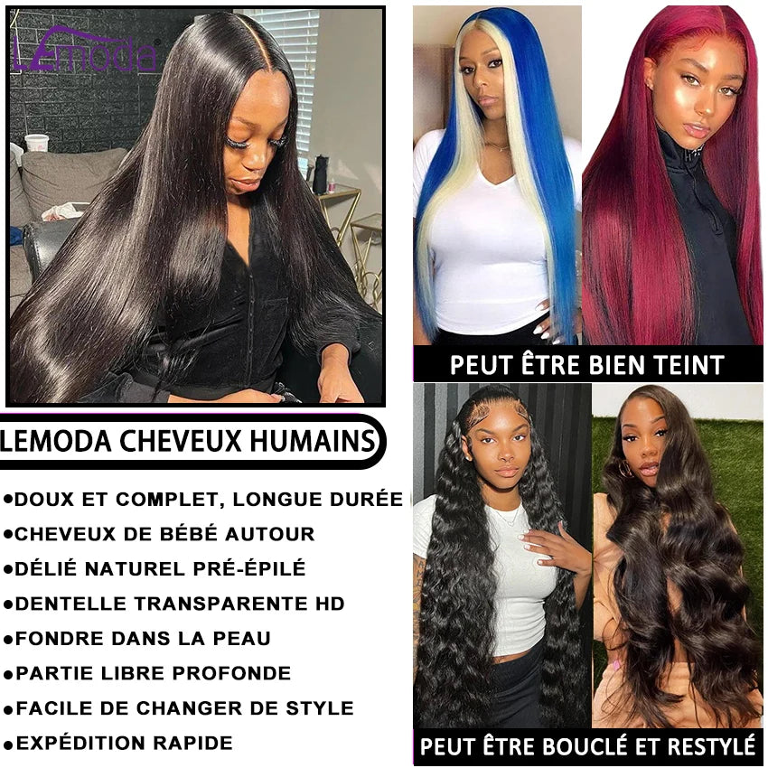 HD Transparent Lace Front Wig – 250% Density, Pre-Plucked 12A Brazilian Straight Human Hair, Full Frontal Virgin Wig