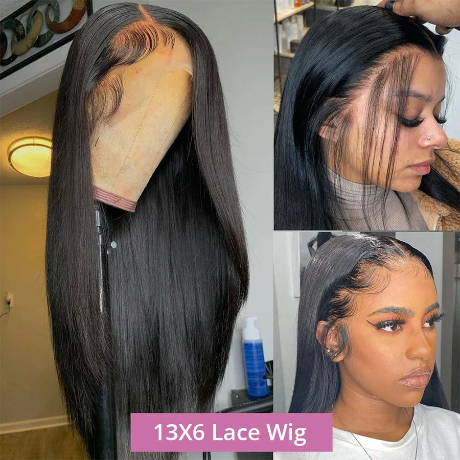 HD Transparent Lace Front Wig – 250% Density, Pre-Plucked 12A Brazilian Straight Human Hair, Full Frontal Virgin Wig