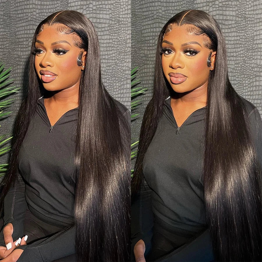 HD Transparent Lace Front Wig – 250% Density, Pre-Plucked 12A Brazilian Straight Human Hair, Full Frontal Virgin Wig