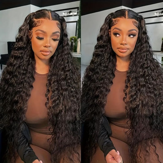 Deep Wave HD Lace Frontal Wig – 13x6 & 13x4, 250% Density, Pre-Plucked Virgin Human Hair, Skinlike HD Transparent Natural Hairline - MS ACORA HAIR
